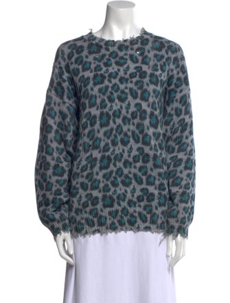 R13 Animal Print Crew Neck Sweater