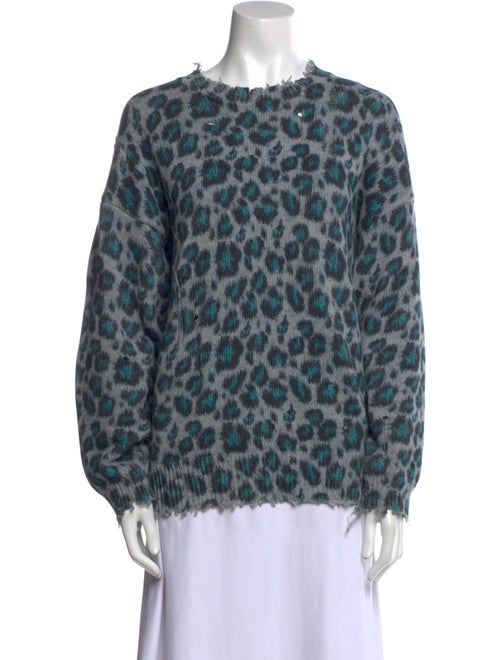 R13 Animal Print Crew Neck Sweater