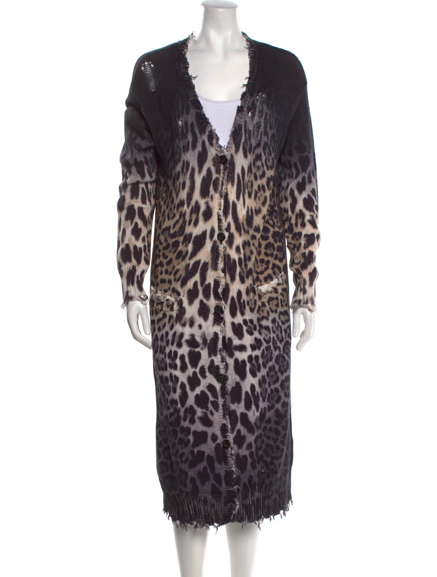 R13 Animal Print V-Neck Sweater