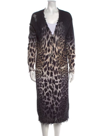 R13 Animal Print V-Neck Sweater