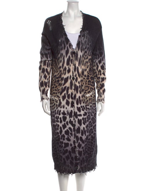 R13 Animal Print V-Neck Sweater