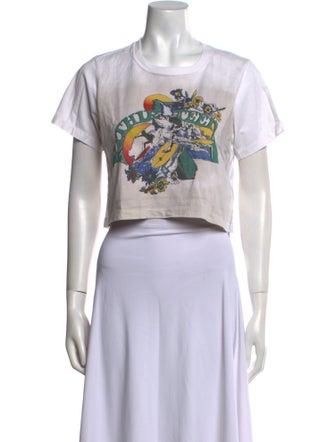 R13 Graphic Print Crew Neck Crop Top