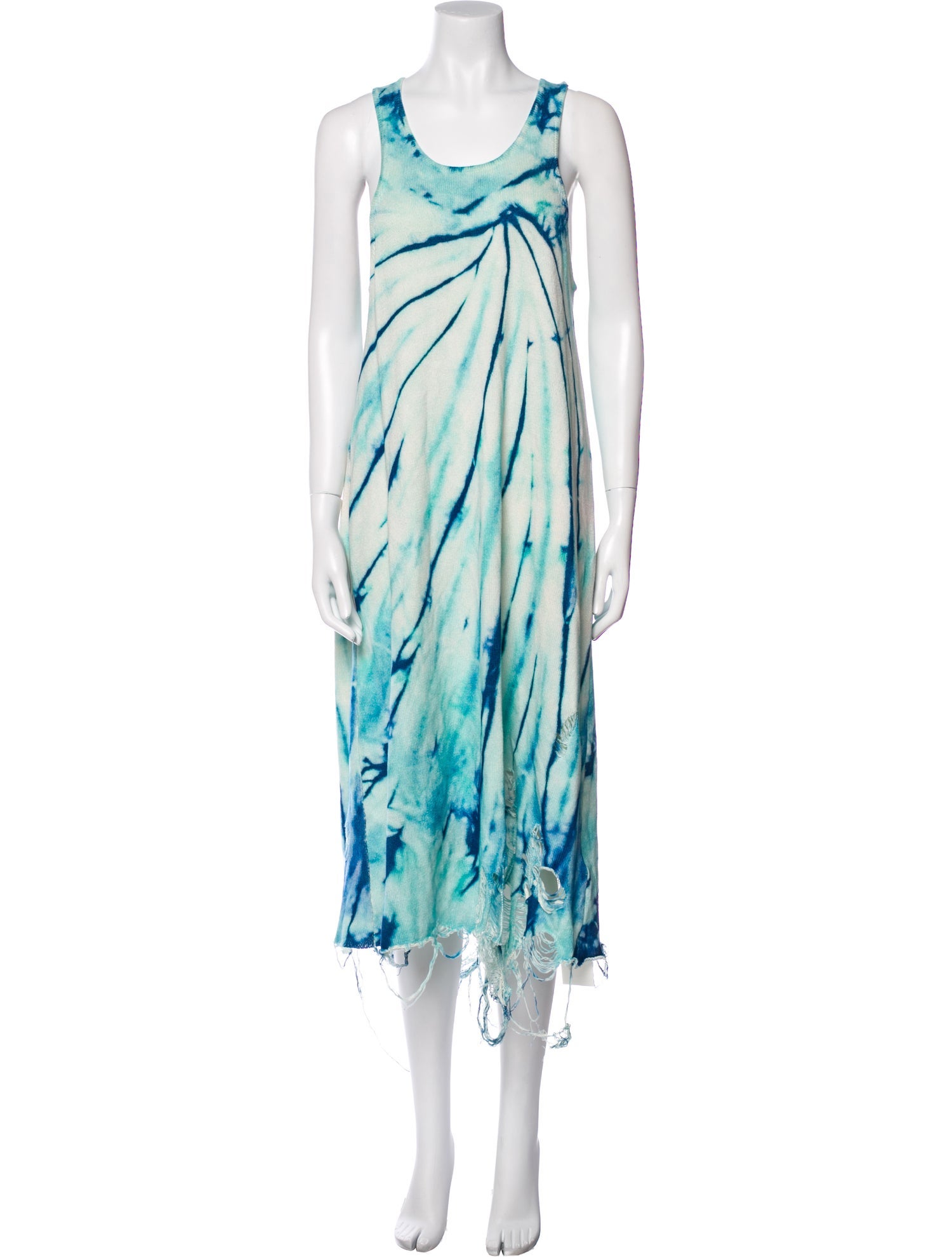 R13 Tie-Dye Print Midi Length Dress
