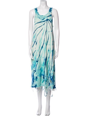 R13 Tie-Dye Print Midi Length Dress