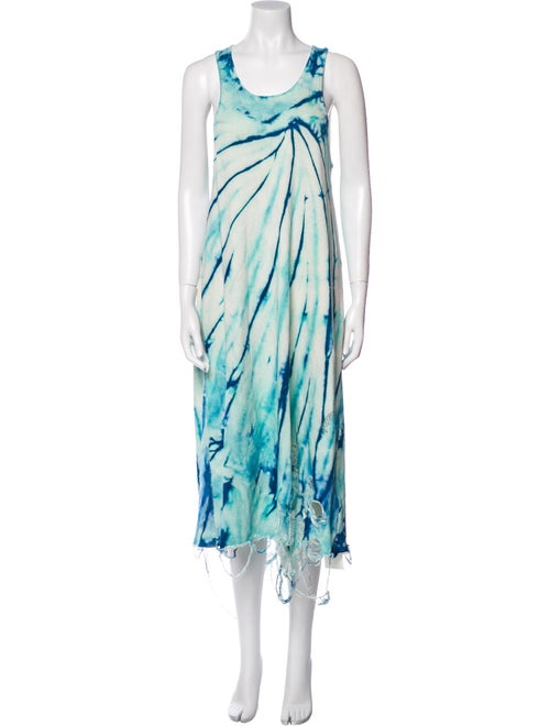 R13 Tie-Dye Print Midi Length Dress