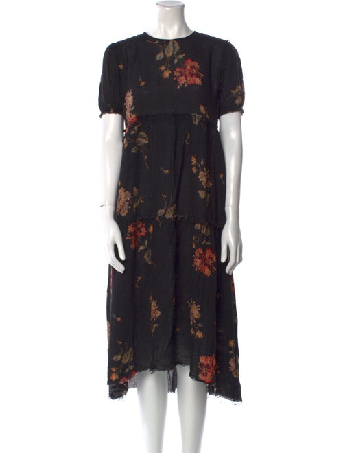 R13 Floral Print Midi Length Dress
