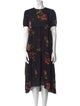 R13 Floral Print Midi Length Dress