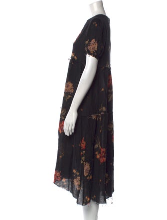 R13 Floral Print Midi Length Dress