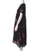 R13 Floral Print Midi Length Dress