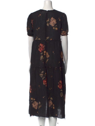 R13 Floral Print Midi Length Dress