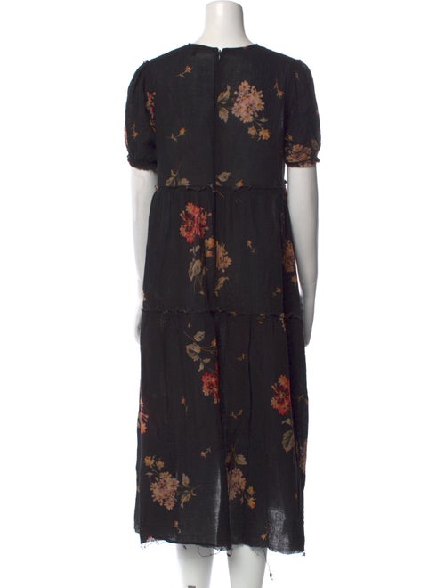 R13 Floral Print Midi Length Dress