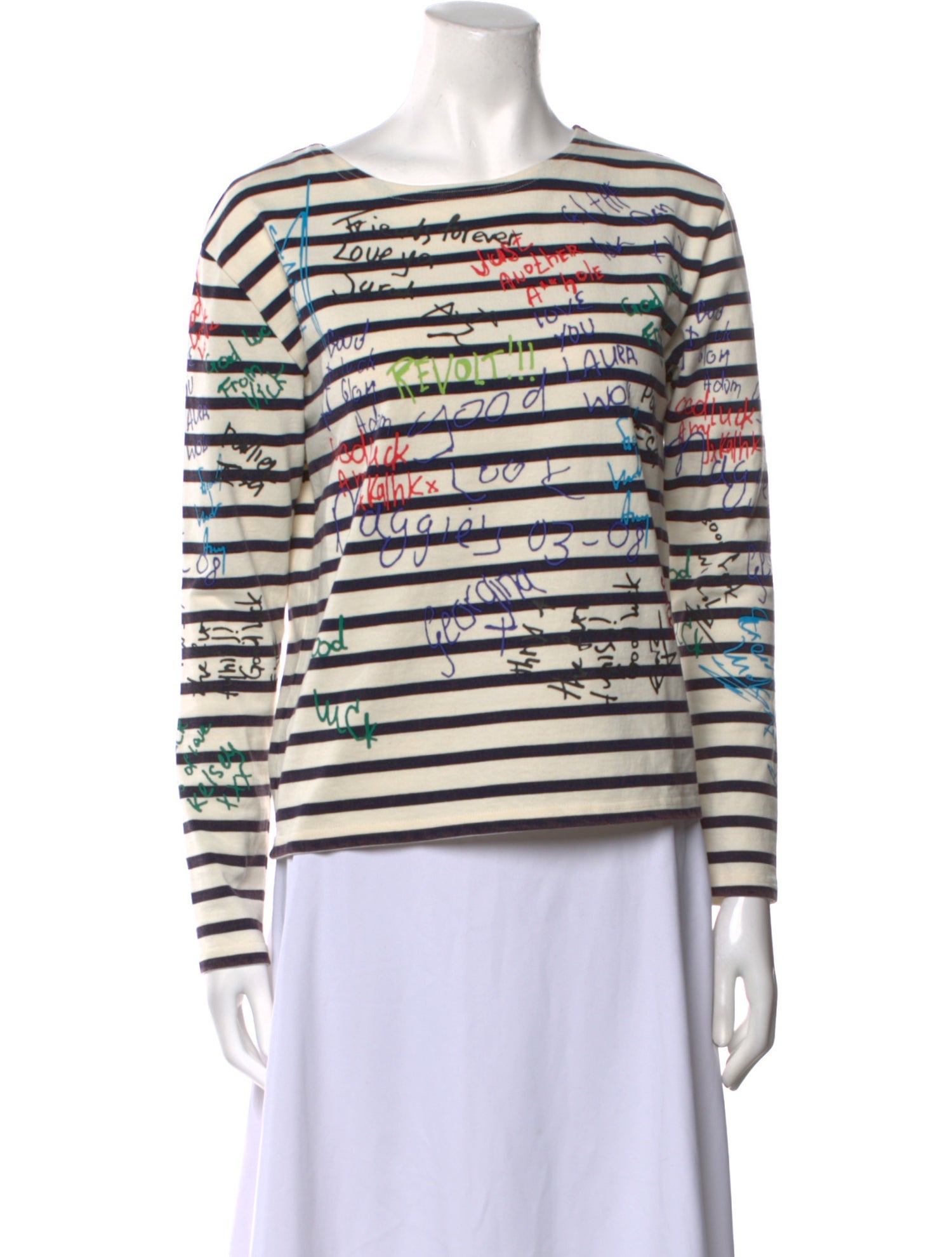 R13 Striped Bateau Neckline Sweatshirt