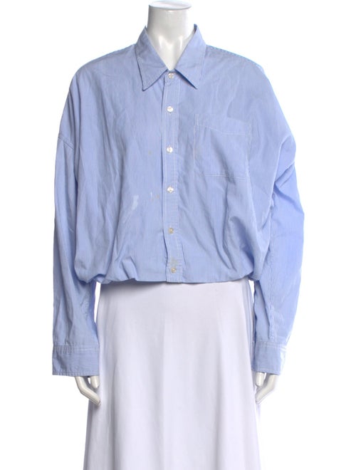 R13 Striped Long Sleeve Button-Up Top