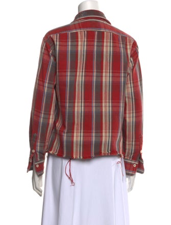 R13 Plaid Print Long Sleeve Button-Up Top