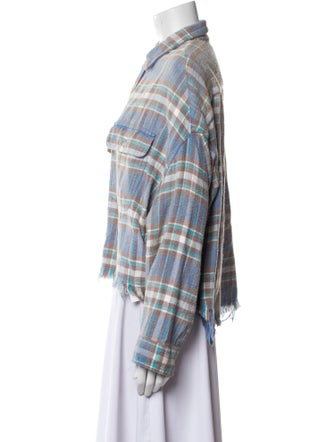 R13 Plaid Print Long Sleeve Button-Up Top