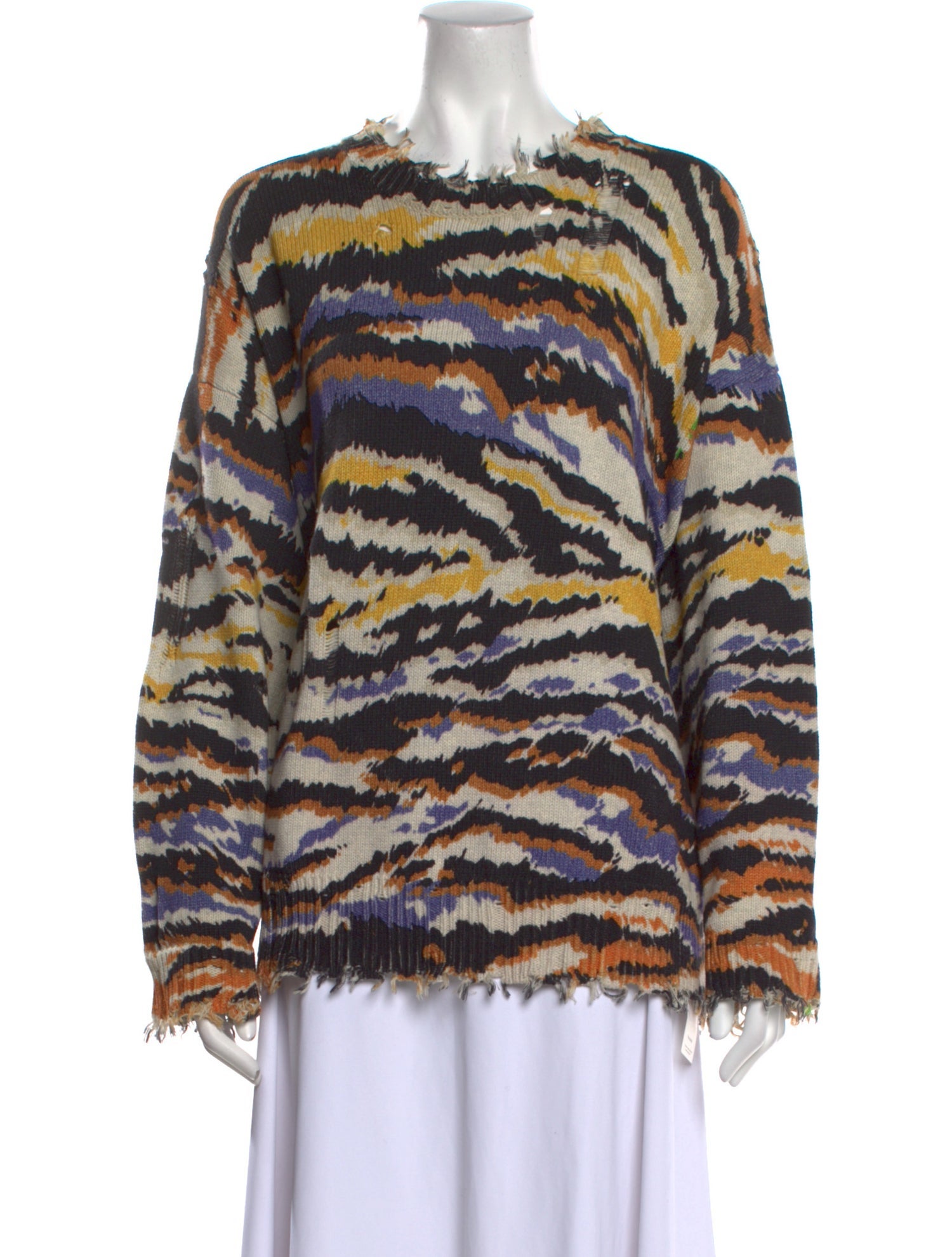 R13 Animal Print Crew Neck Sweater