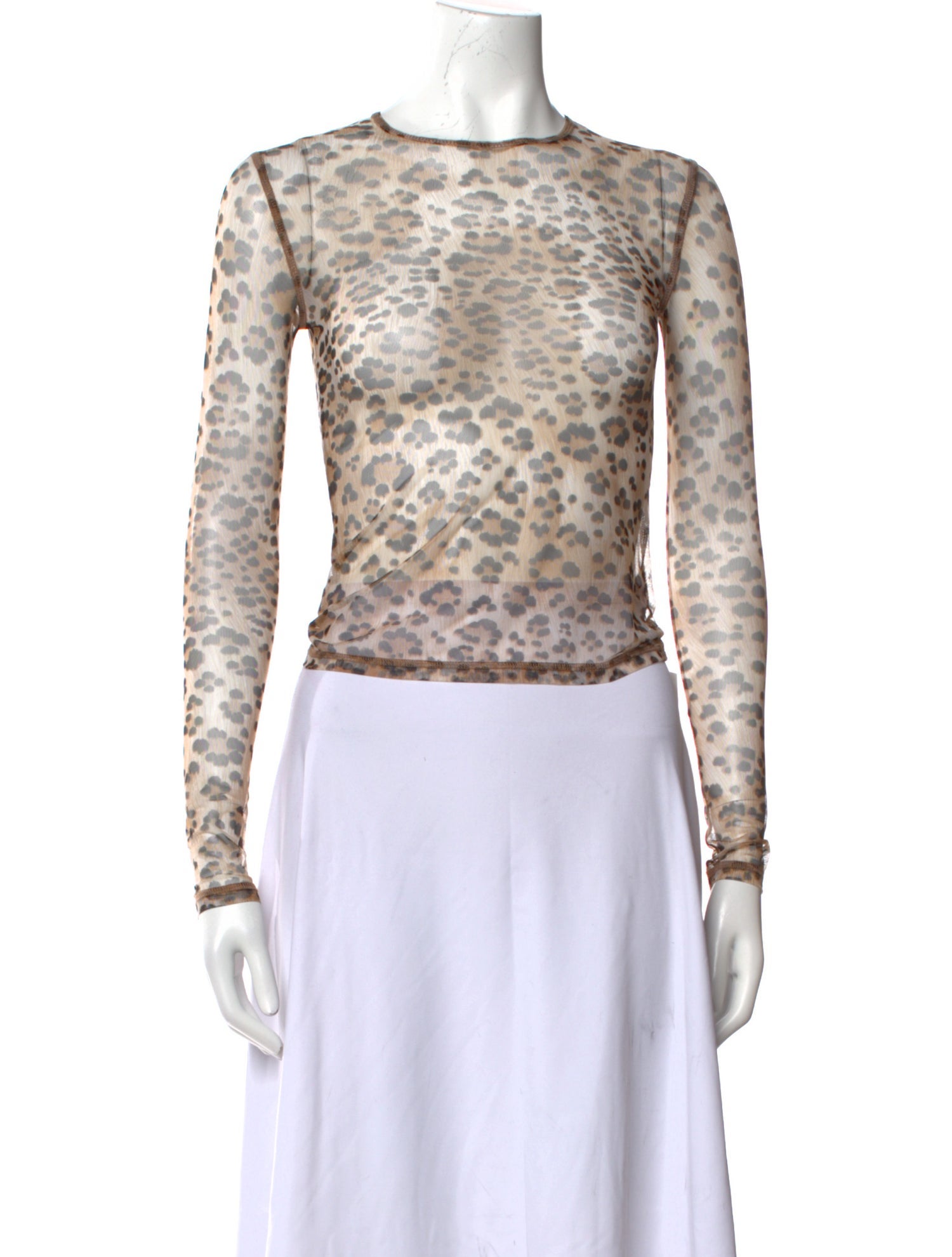 R13 Animal Print Crew Neck Crop Top