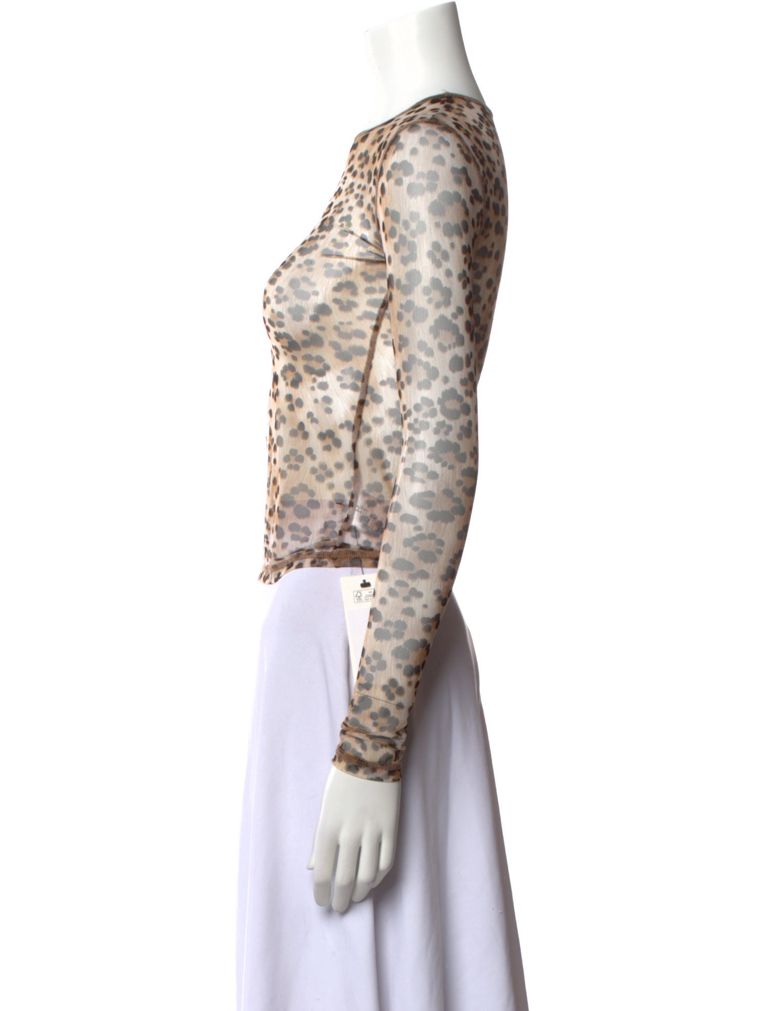 R13 Animal Print Crew Neck Crop Top