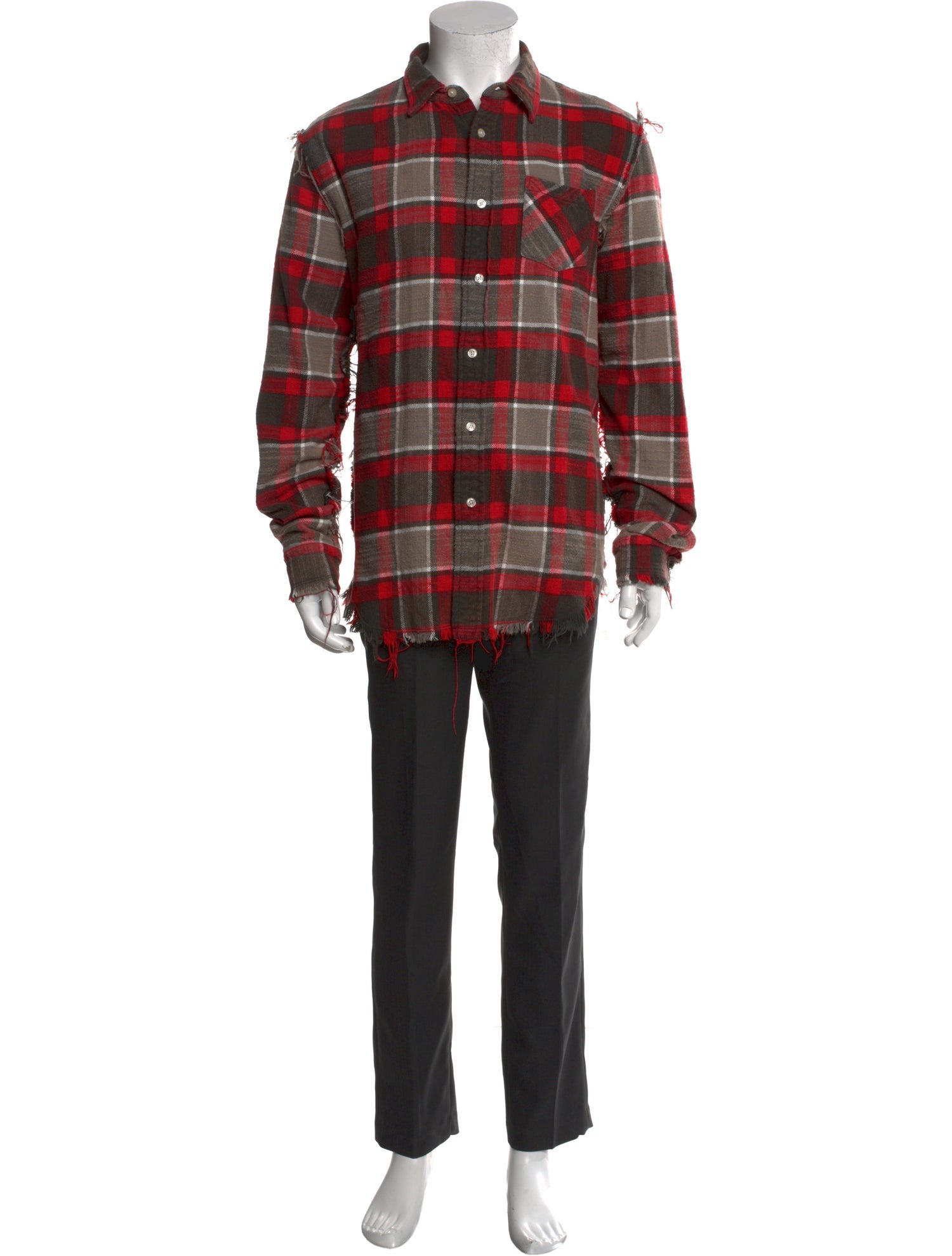 R13 Plaid Print Long Sleeve Shirt