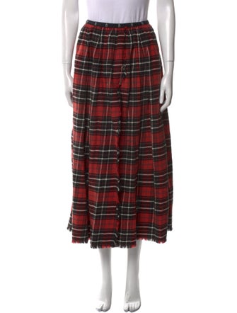 R13 Plaid Print Midi Length Skirt