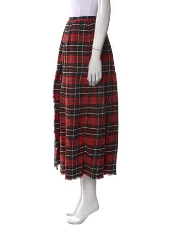 R13 Plaid Print Midi Length Skirt