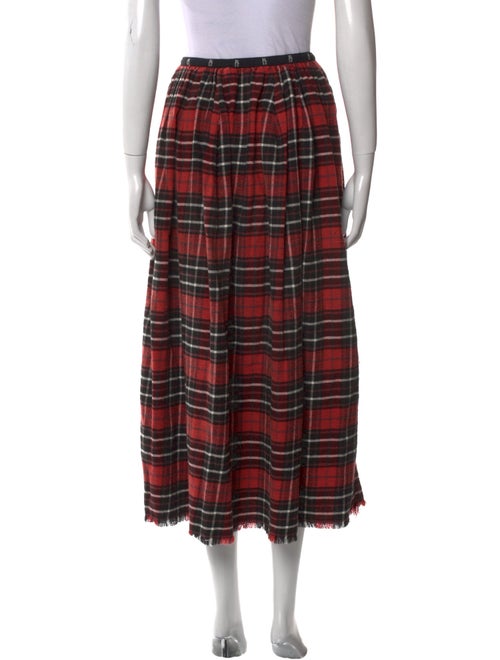 R13 Plaid Print Midi Length Skirt