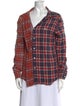 R13 Plaid Print Long Sleeve Button-Up Top