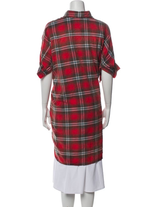 R13 Plaid Print Short Sleeve Button-Up Top