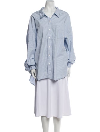 R13 Striped Long Sleeve Button-Up Top