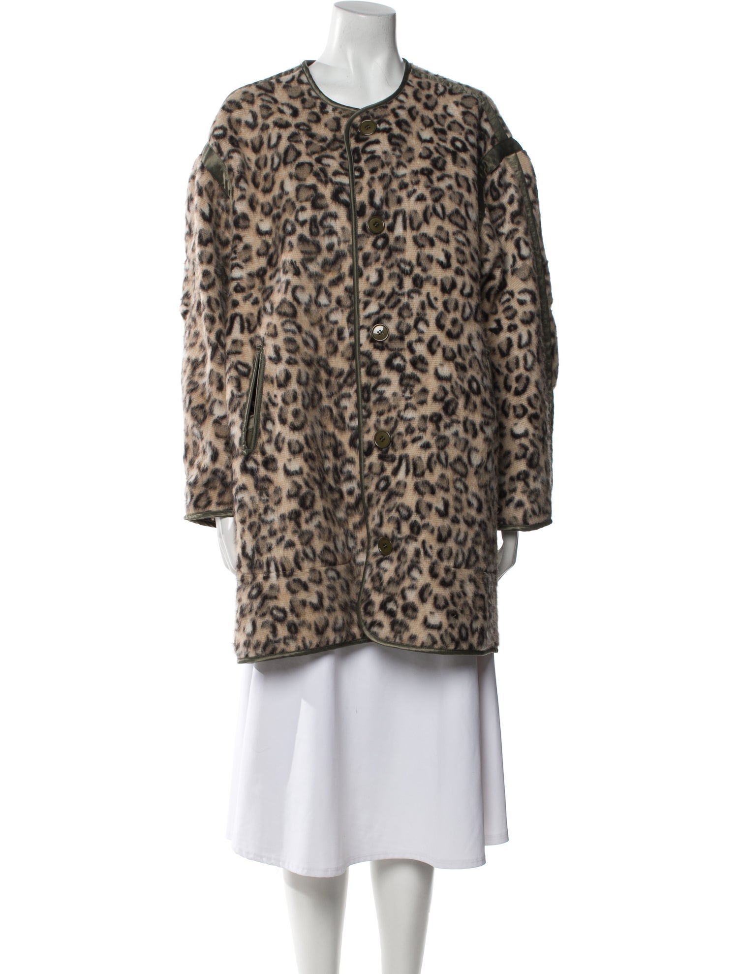 R13 Virgin Wool Animal Print Faux Fur Coat w/ Tags