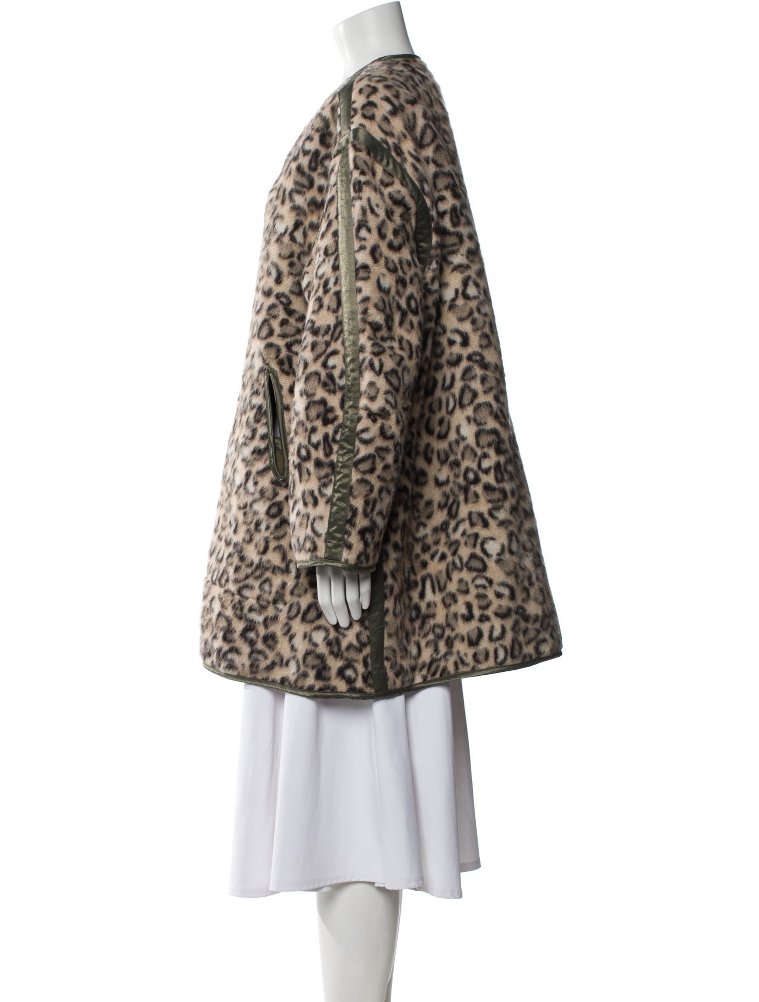 R13 Virgin Wool Animal Print Faux Fur Coat w/ Tags