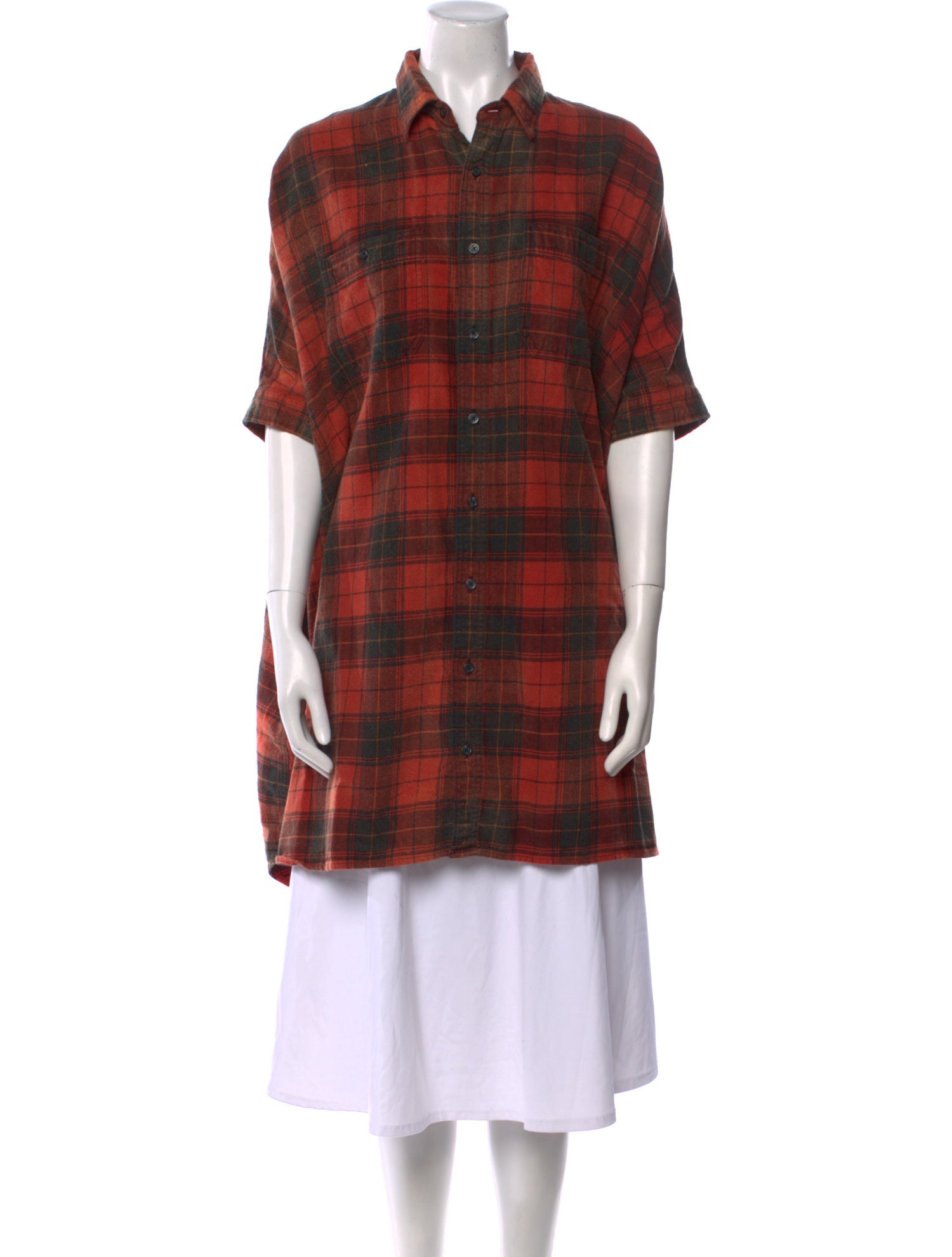 R13 Plaid Print Short Sleeve Tunic