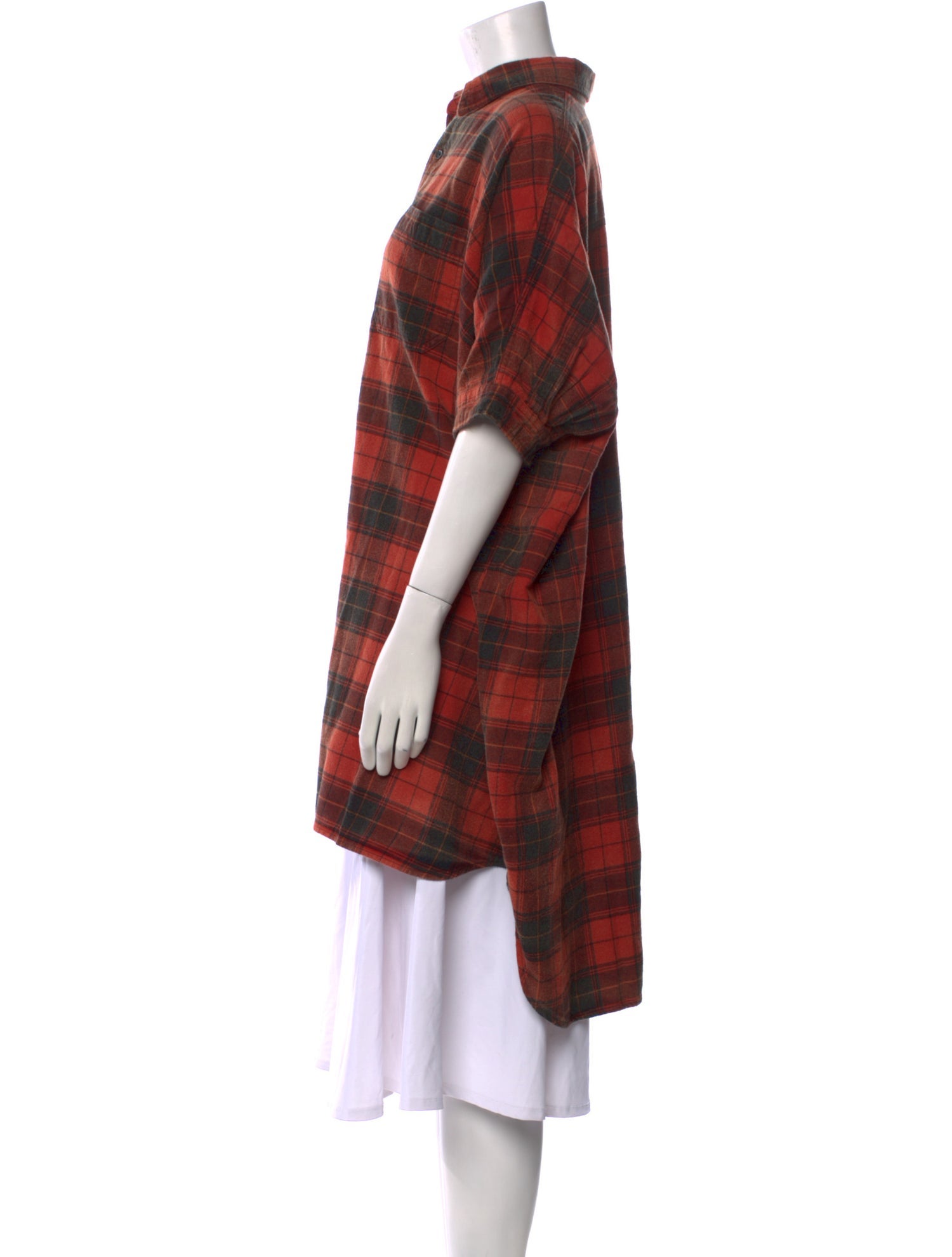 R13 Plaid Print Short Sleeve Tunic