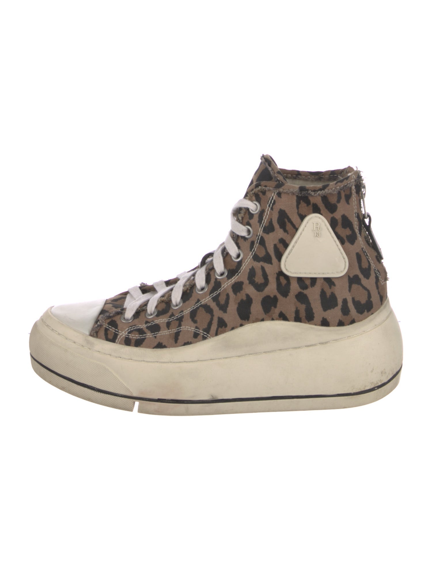 R13 Canvas Animal Print Wedge Sneakers