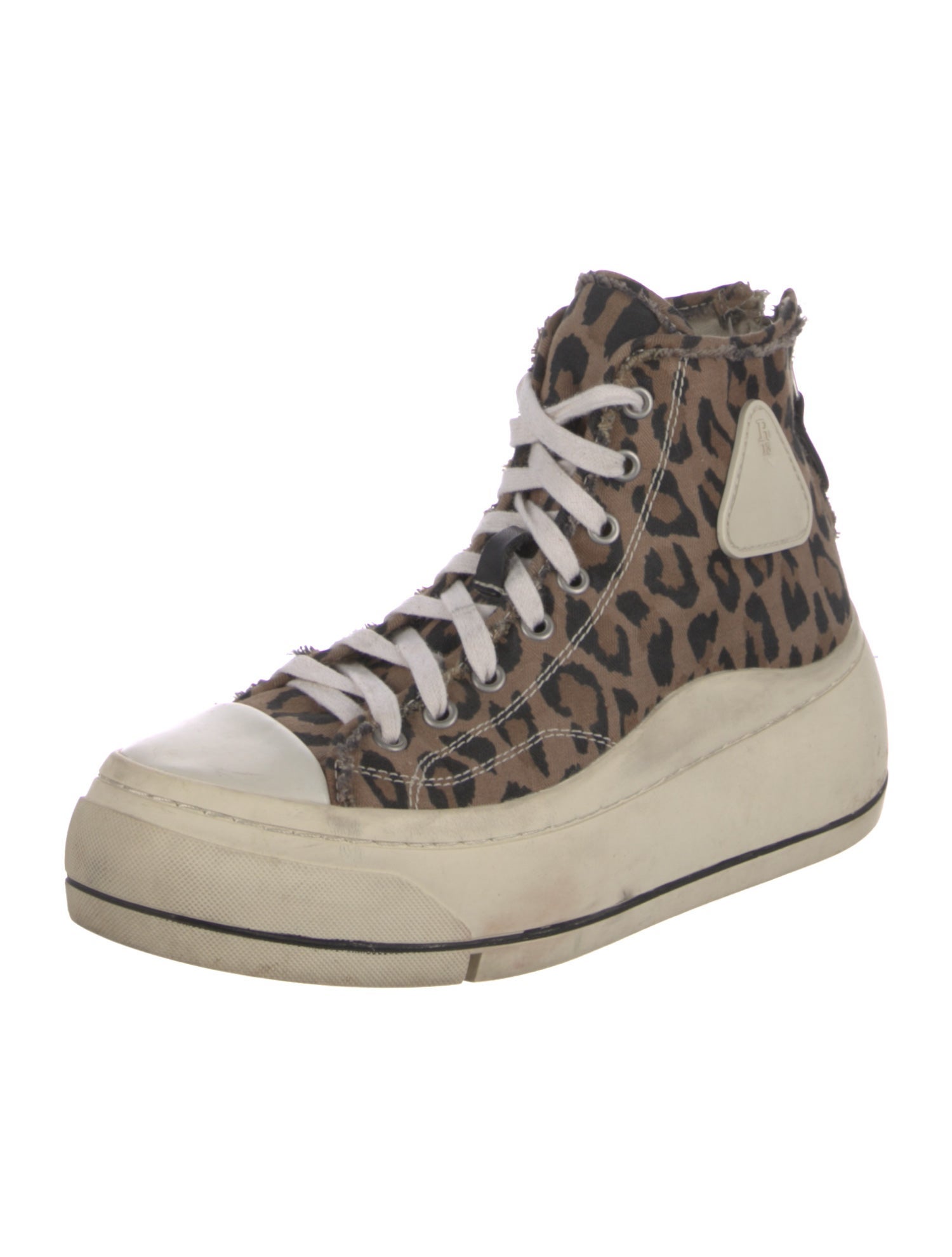 R13 Canvas Animal Print Wedge Sneakers