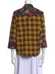R13 Plaid Print Three-Quarter Sleeve Button-Up Top