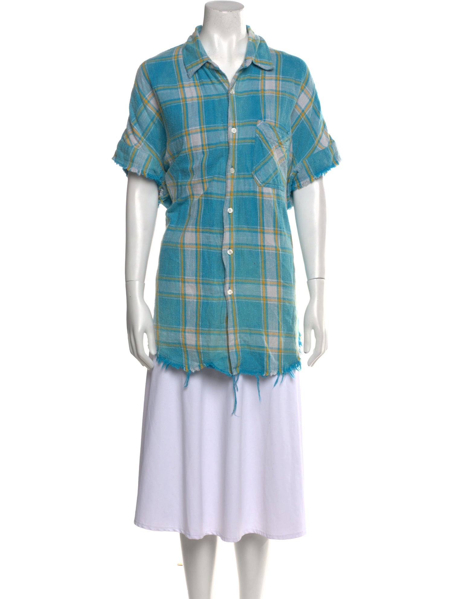 R13 Plaid Print Short Sleeve Tunic