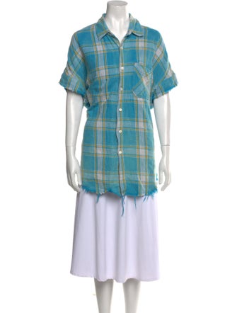 R13 Plaid Print Short Sleeve Tunic