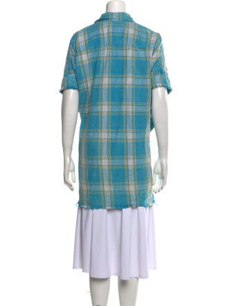 R13 Plaid Print Short Sleeve Tunic