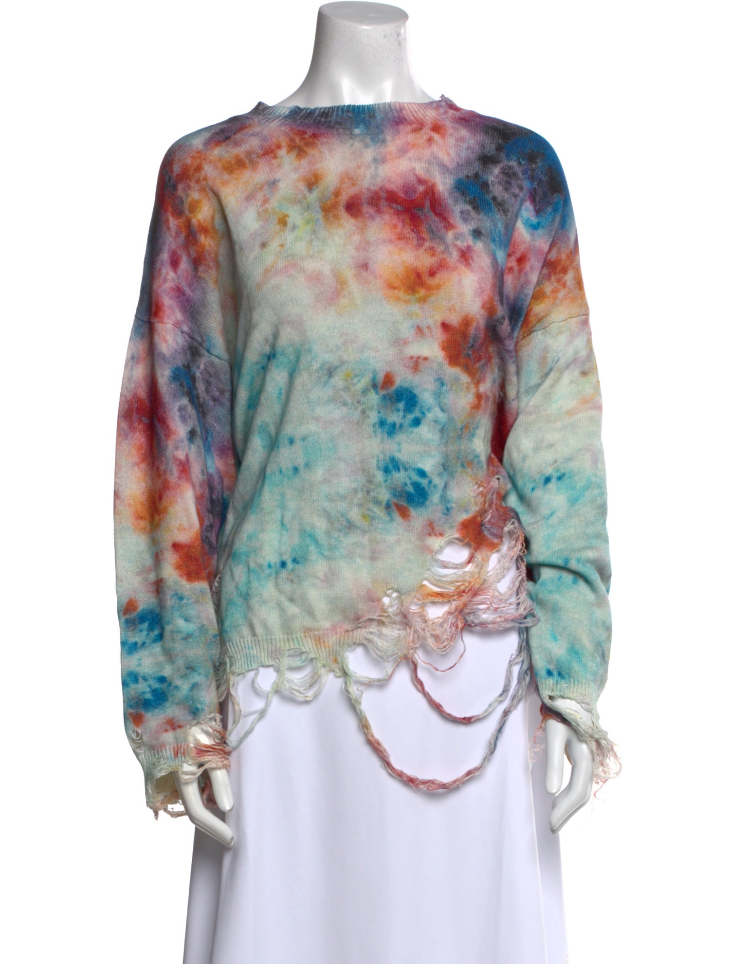 R13 Tie-Dye Print Bateau Neckline Blouse