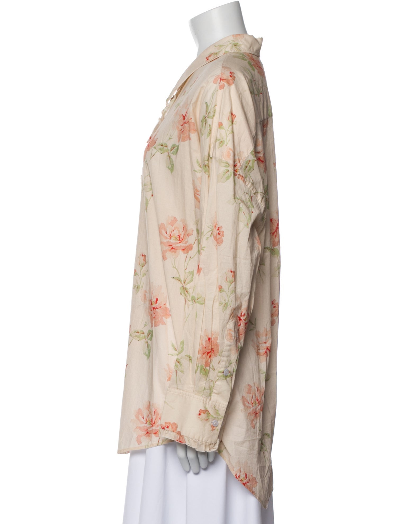 R13 Floral Print Long Sleeve Button-Up Top