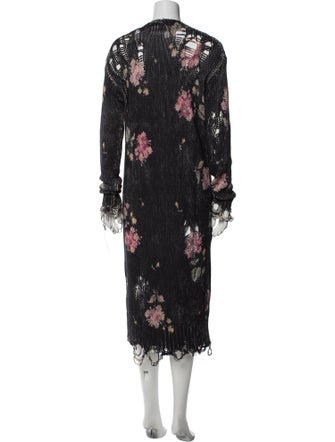 R13 Floral Print V-Neck Sweater