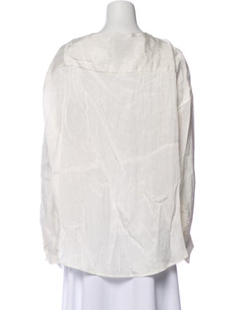 R13 V-Neck Long Sleeve Button-Up Top