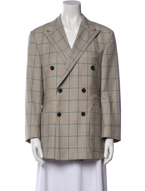 R13 Wool Plaid Print Blazer