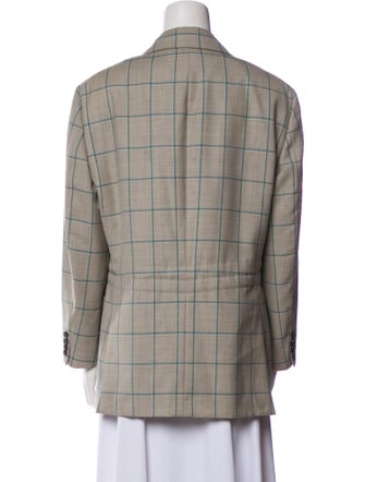 R13 Wool Plaid Print Blazer