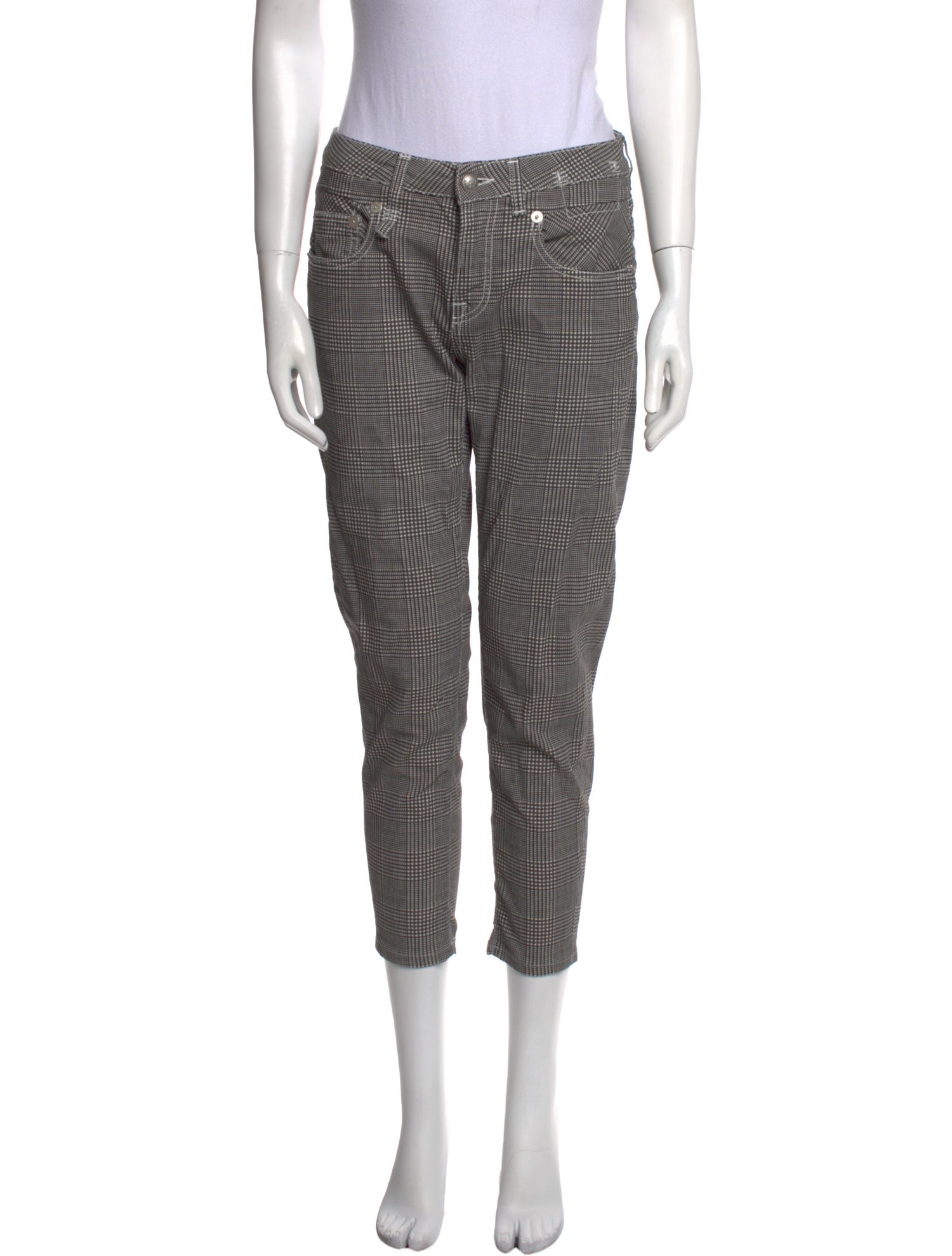 R13 Plaid Print Straight Leg Pants