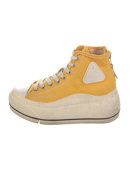 R13 Canvas Colorblock Pattern Wedge Sneakers