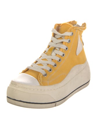 R13 Canvas Colorblock Pattern Wedge Sneakers