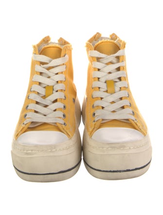 R13 Canvas Colorblock Pattern Wedge Sneakers