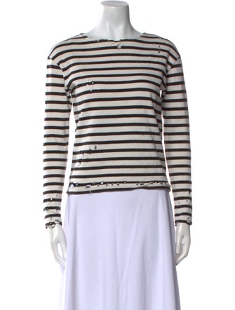 R13 Striped Bateau Neckline Top